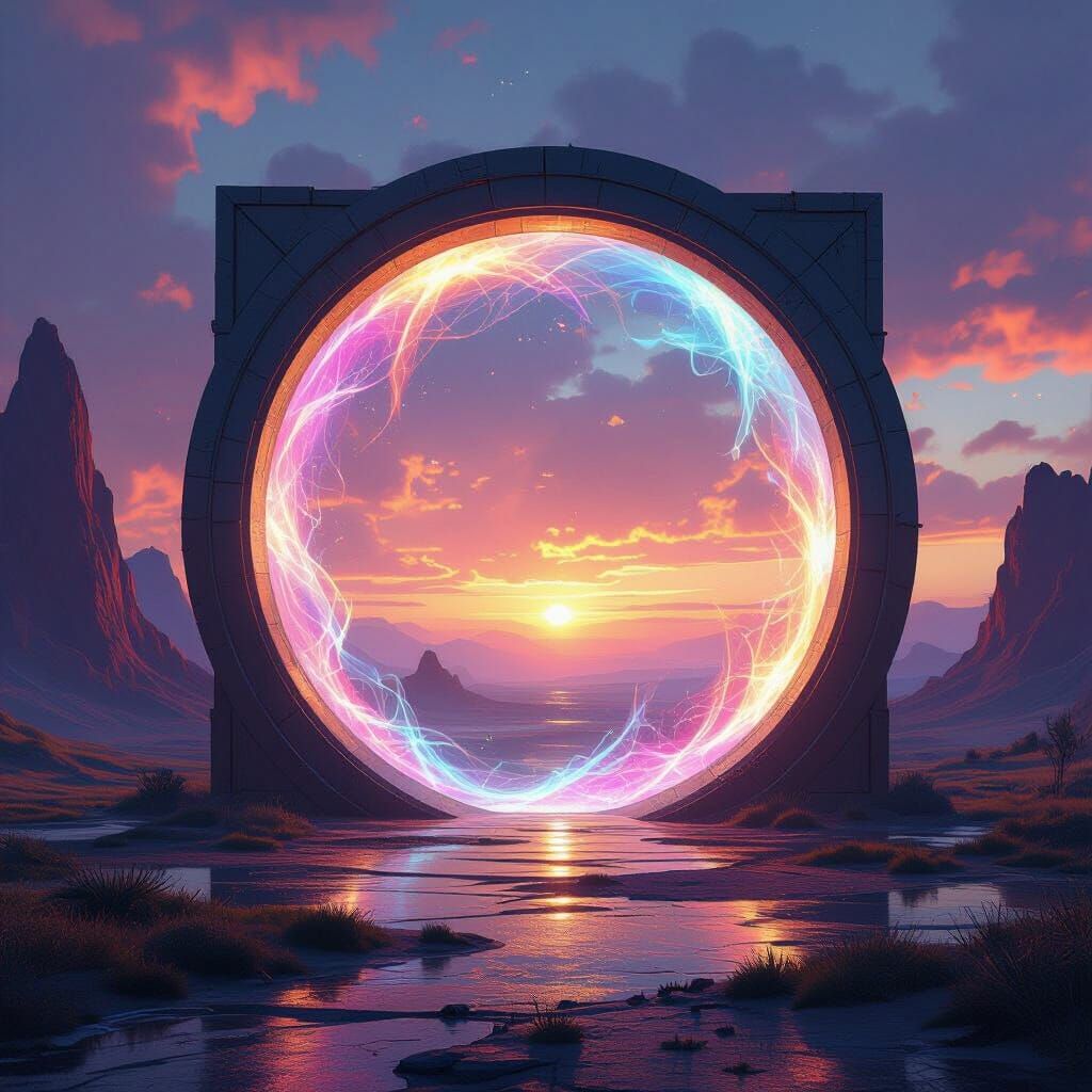 Portal to Future Dreamscape in Digital Matte Painting Style