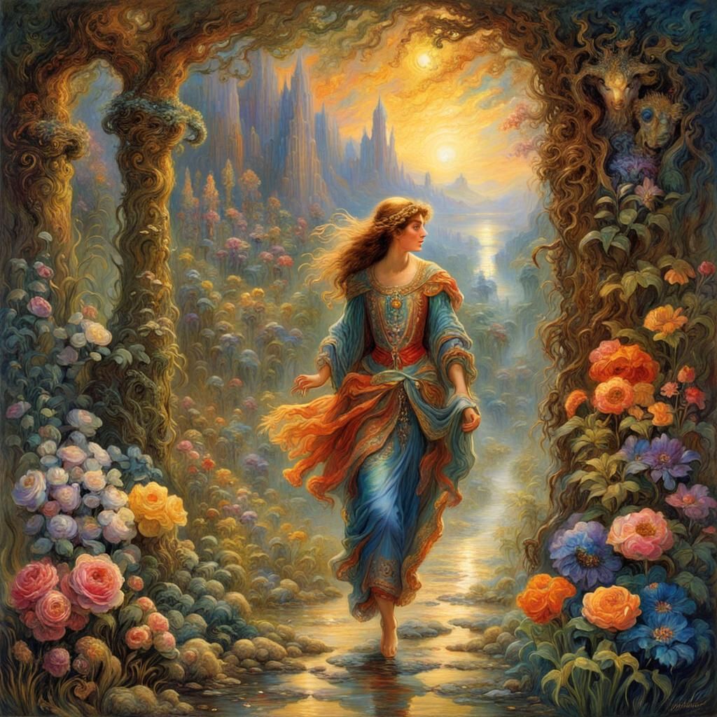 Woman Lost in Thought: Surreal Symbolist Art