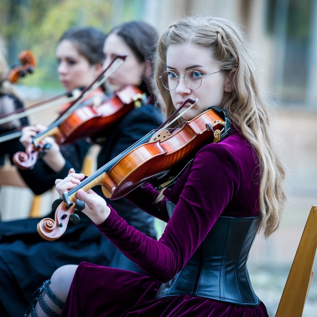 Gothic Violinist in String Quartet, Professional Photo