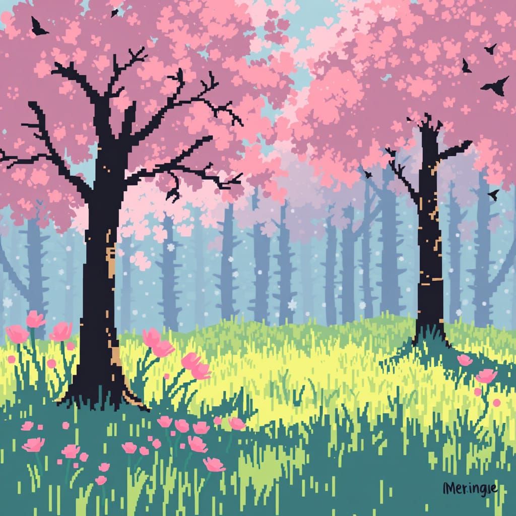 Dreamy Impressionist Landscape with Meringue Hem