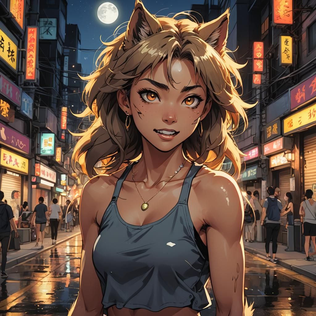 Teenage Werewolf Transformation in Anime Style