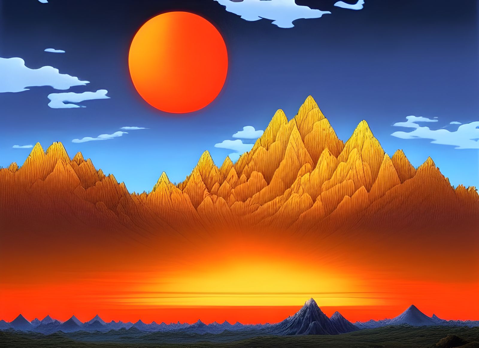 Surreal Mountain Landscape in Vibrant Colors