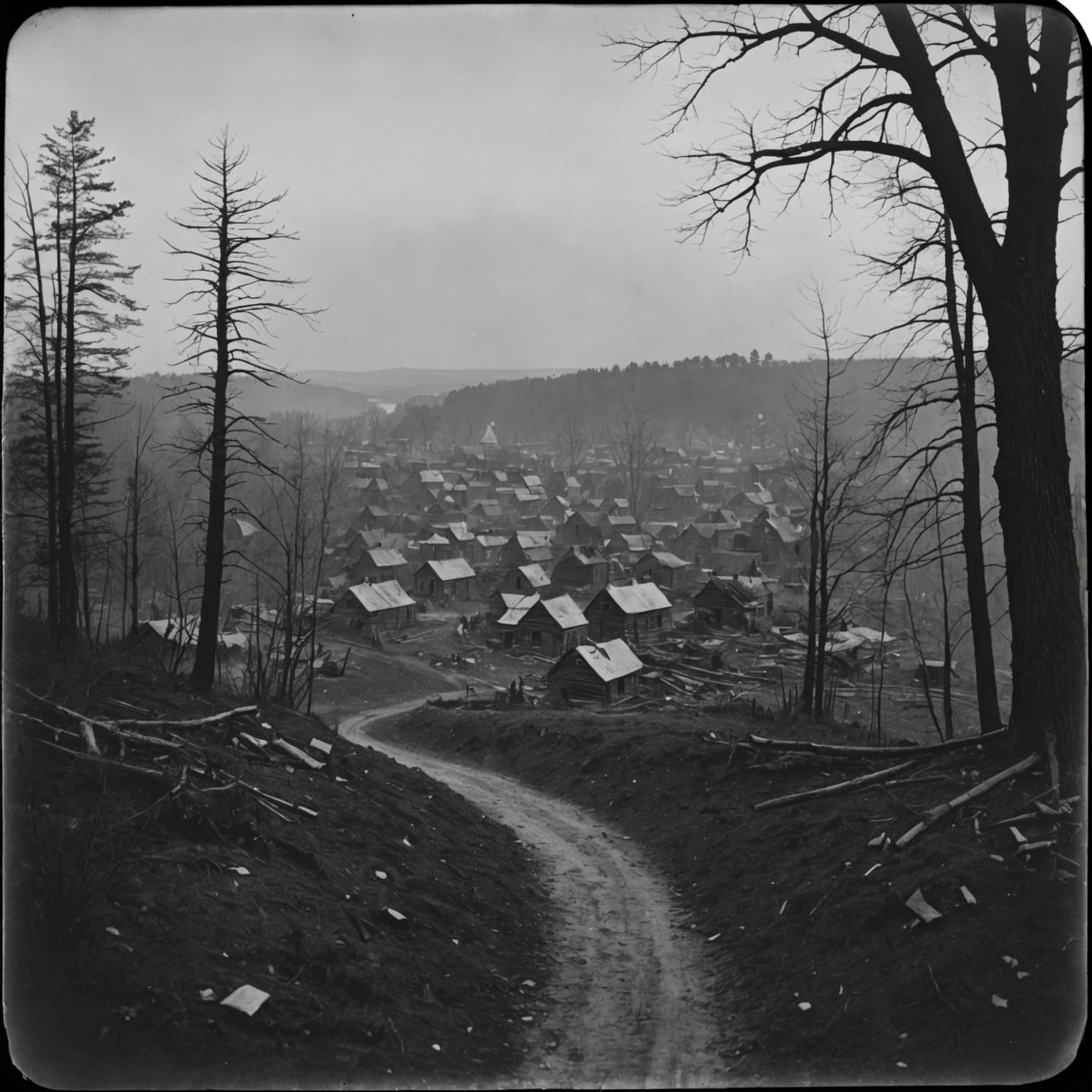 Grimdark Scene in Historical Photography Style