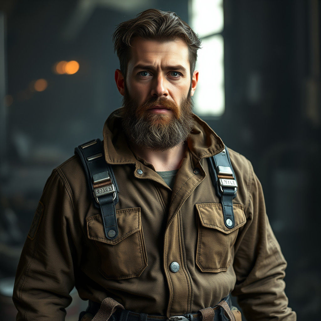 Man in Fallout Vault Suit, Hyperrealistic Digital Art