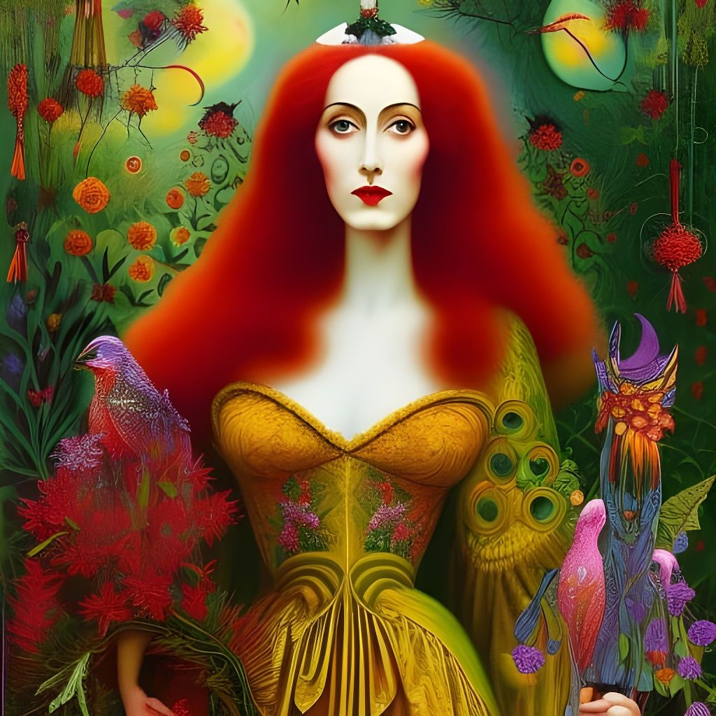 Psychedelic Witch Portrait with Optical Illusions