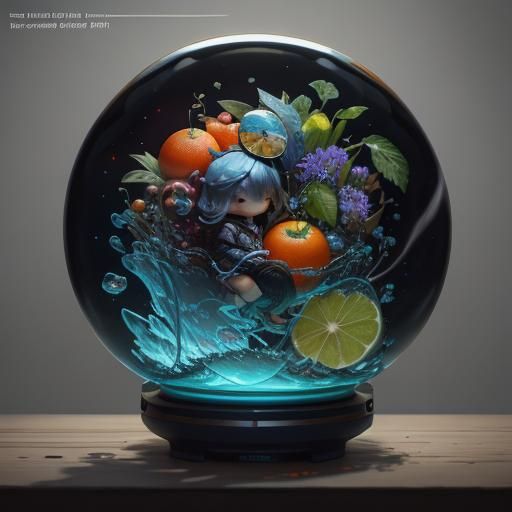 Dynamic Still Life with Chibi Art, Digital Illustration