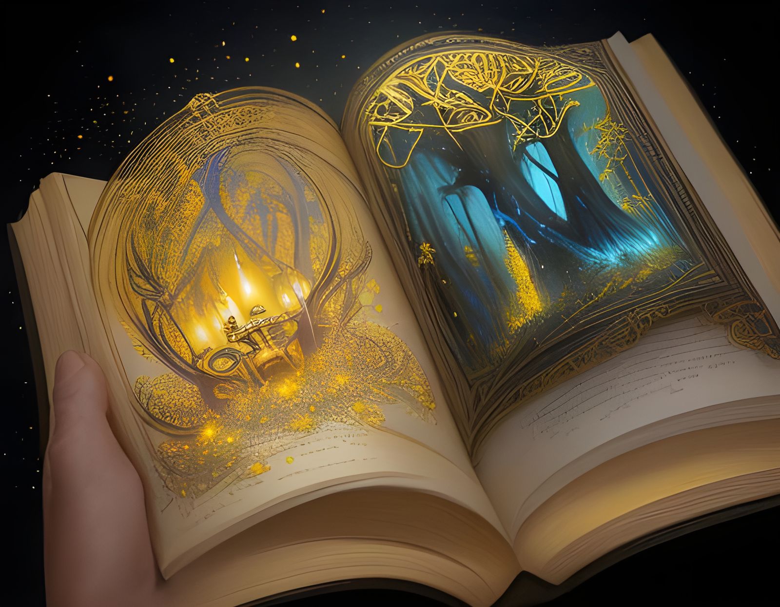Fantasy Book of Dreams with Flickering Candlelight