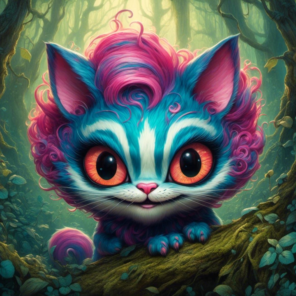 Cute Cheshire Cat in Whimsical Watercolor Style