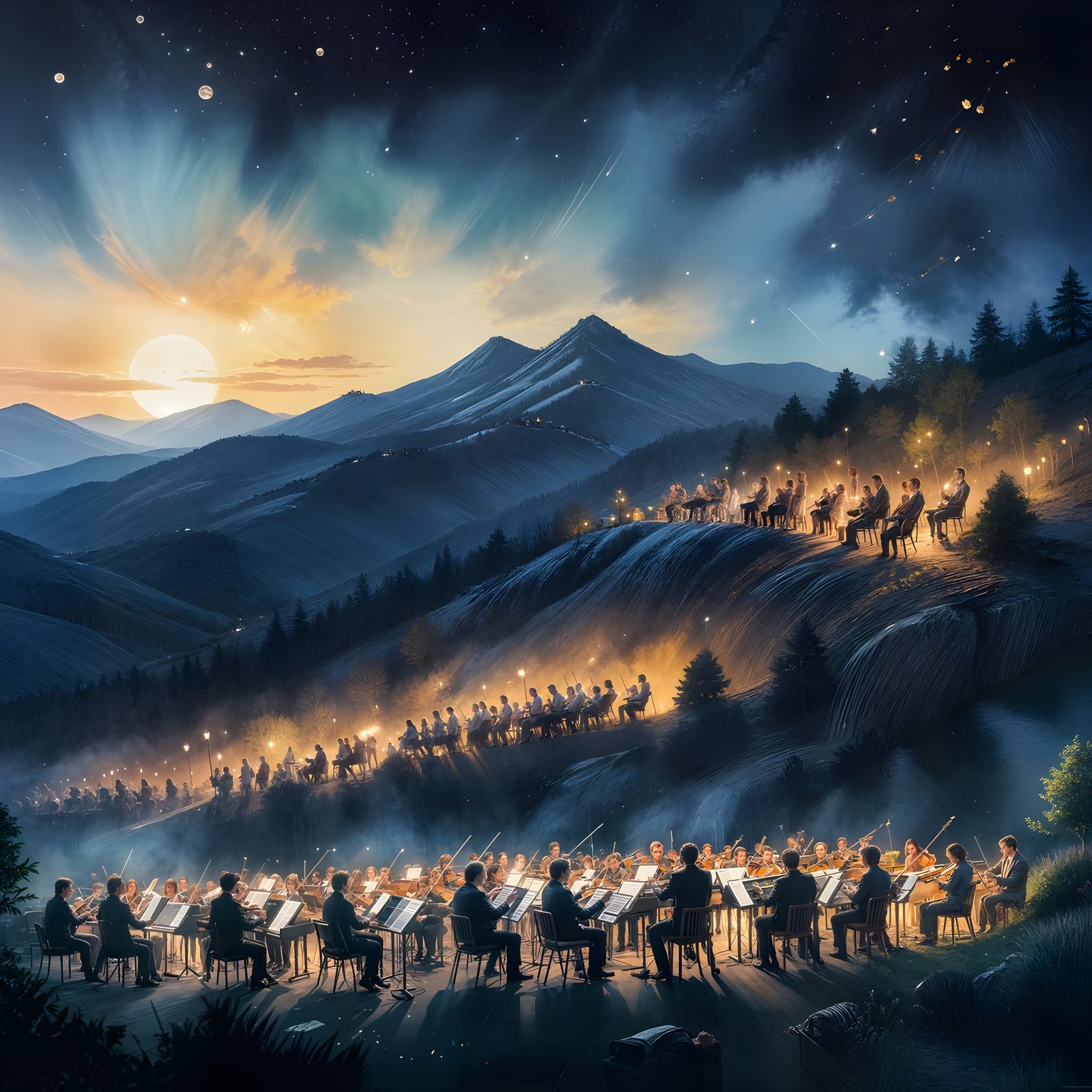 Moonlight Symphony: Evocative AI Image