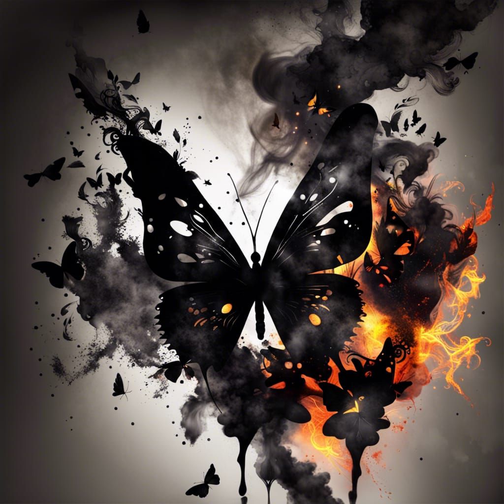 Mystical Ink Butterflies Emerge from Fire and Smoke