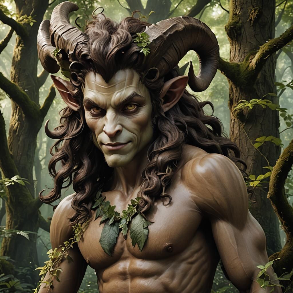 Enchanted Satyr in Hyper-Realistic Portraiture