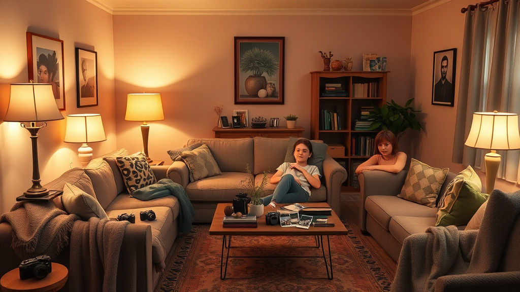 Cozy Living Room Gathering in Stylized Realism