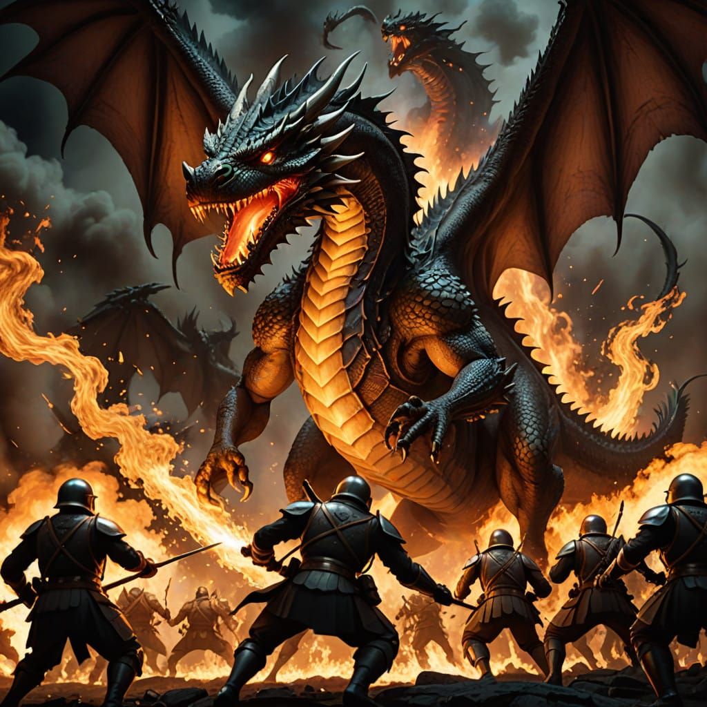 Dragon Descends Upon Army in Fiery Fury