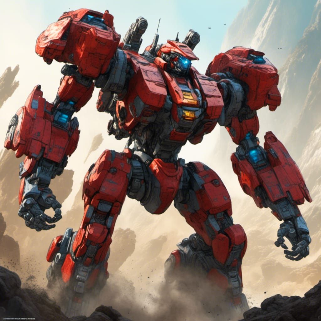 Sci-Fi Mech Action: Red Jaeger in Cinematic 3D