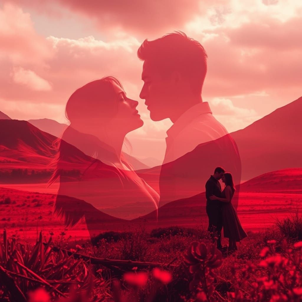 Romantic Fantasy Landscape in Double Exposure
