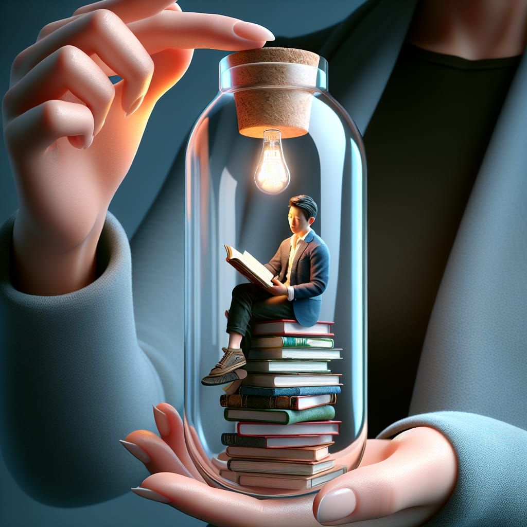 Miniature World in Glass Tube 3D Render