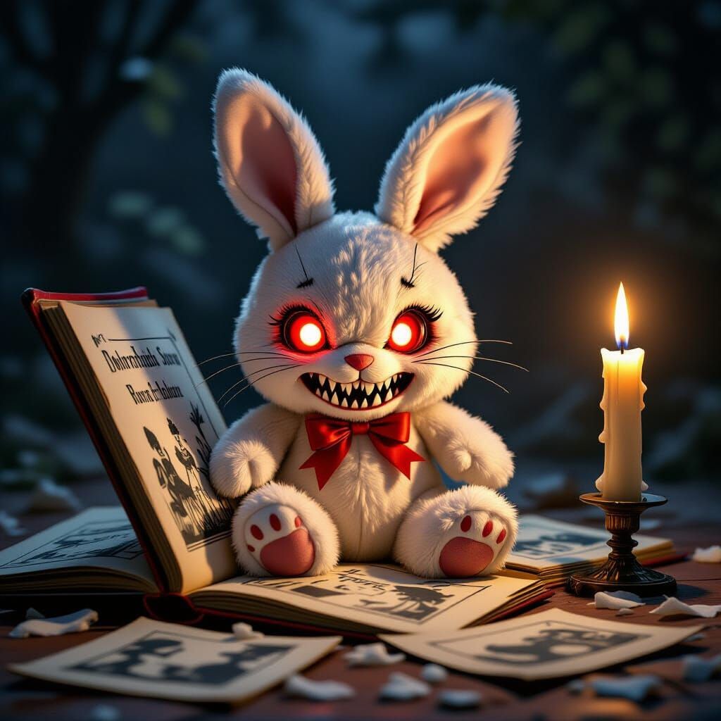 Haunting Bunny Emerges from Dark Fairy Tale Book