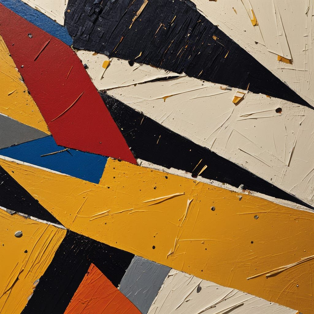 Shattered Form: Mixed Media Art with Expressive Textures