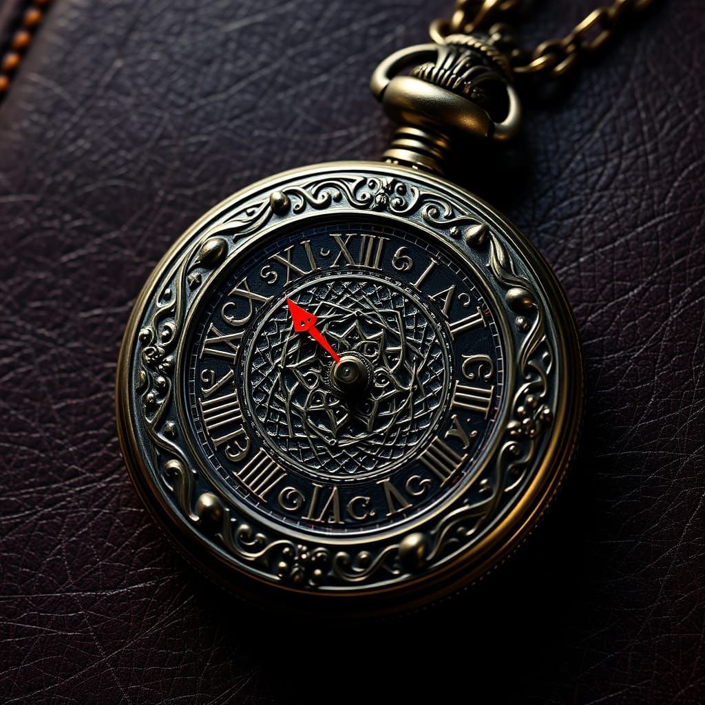 Ethereal Gothic Pocket Watch with Crimson Hands