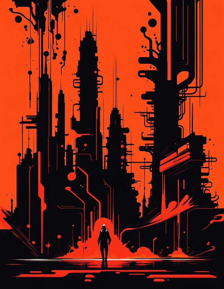 Futuristic Digital Samurai in Cyberpunk City