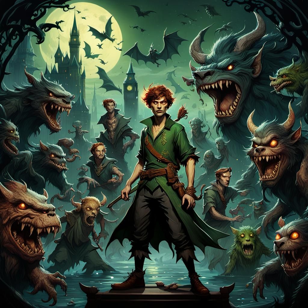 Evil Peter Pan in Art Nouveau Style