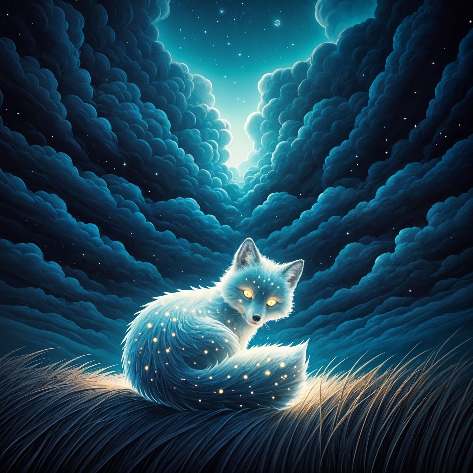 Arctic Fox Moon: A Van Gogh Inspired Sky