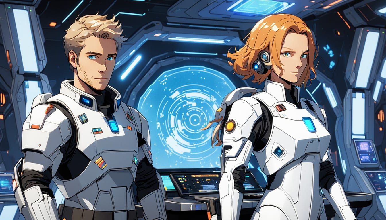 Futuristic Spaceship Interior in Anime Style