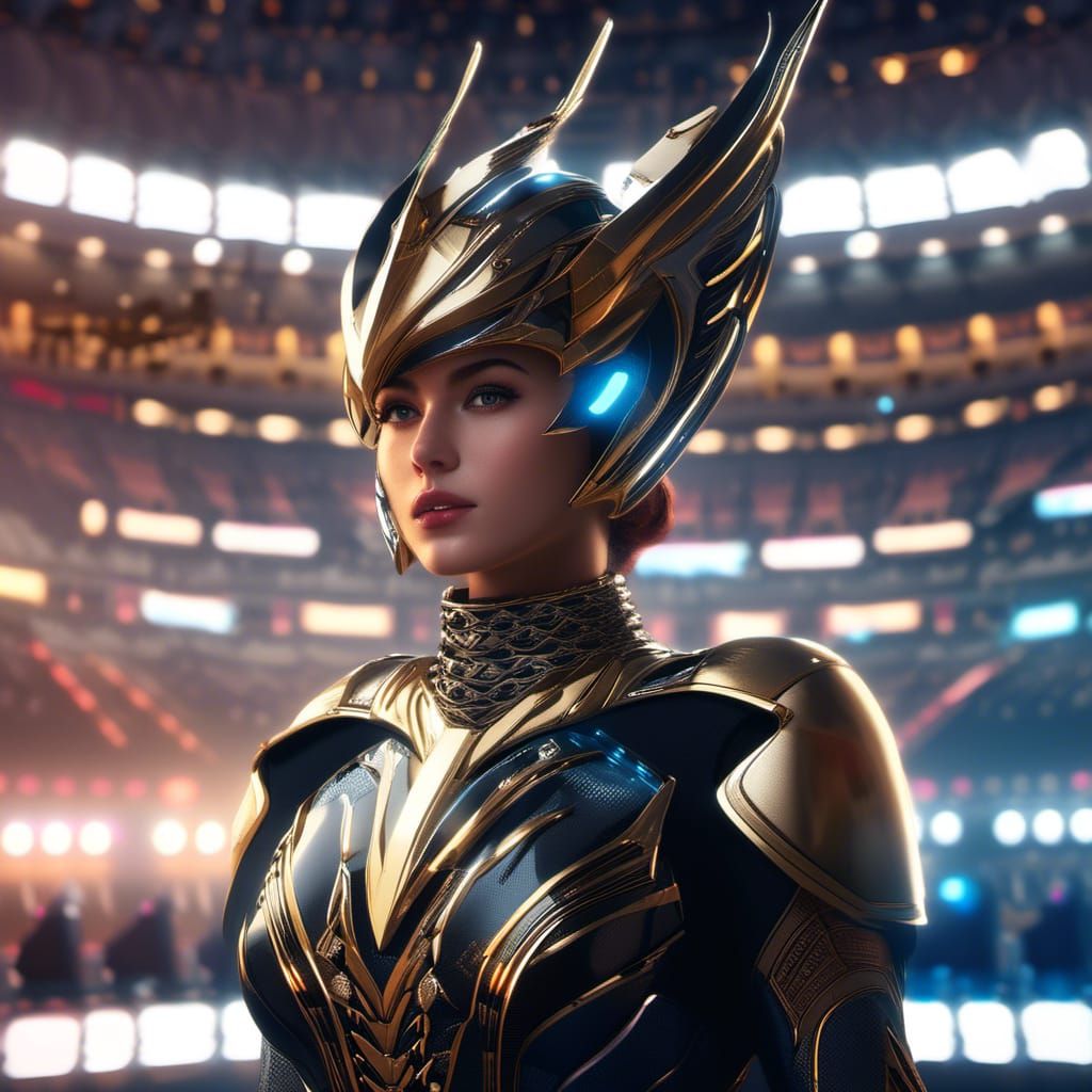 Alien Gladiator Portrait in Interstellar Arena