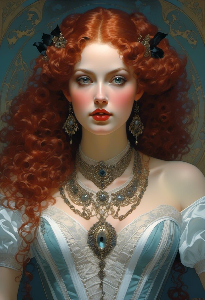 Rococo Lady in Velvet and Lace Portrait