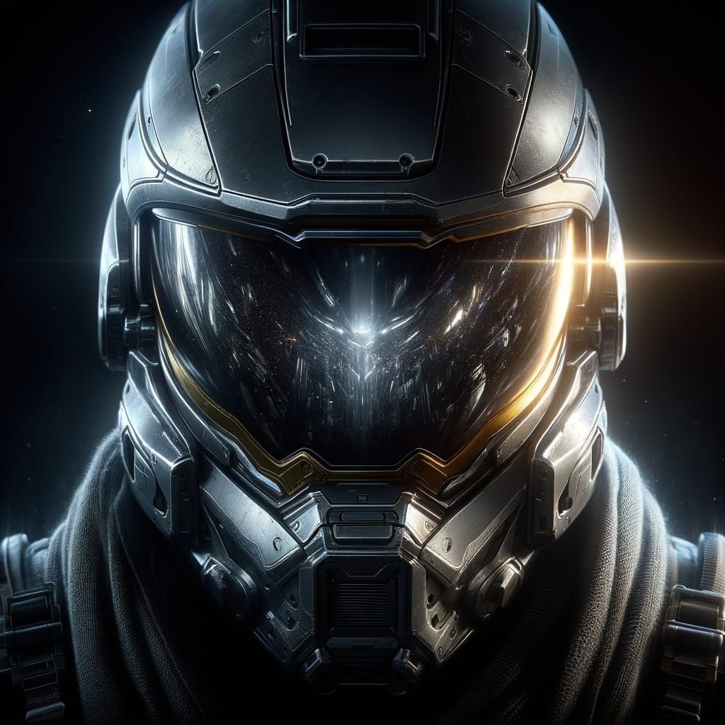 Futuristic Space Soldier Visor: Epic Sci-Fi Close-Up