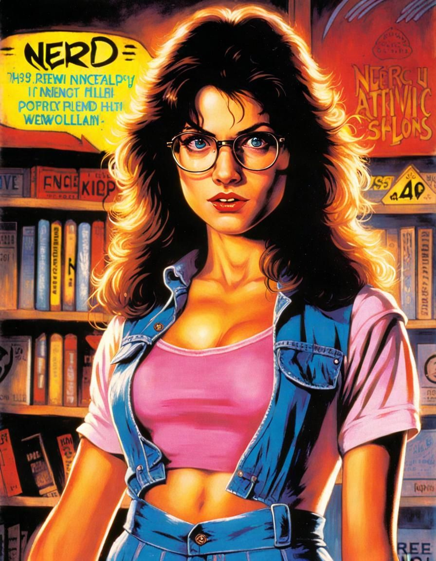 1980s Movie Poster of a Nerd Girl