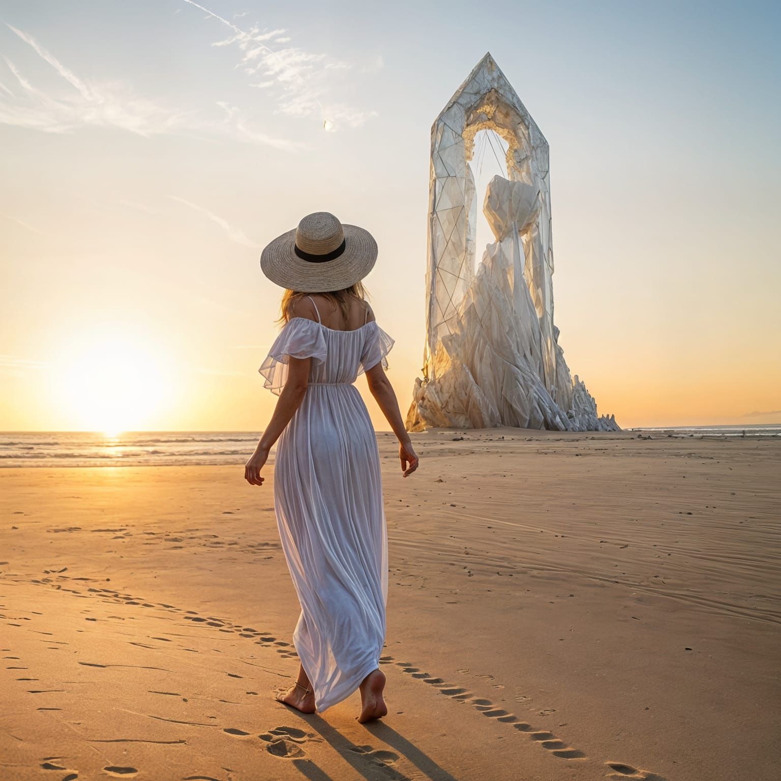 Majestic Beachside Quartz Crystal Emerges from the Sand