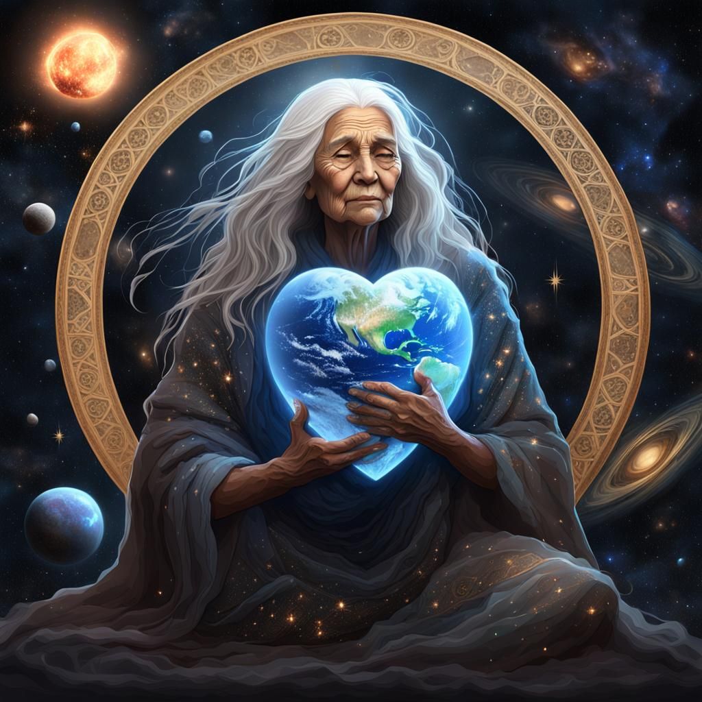 Mother Earth Hugs the World: Fantasy Concept Art