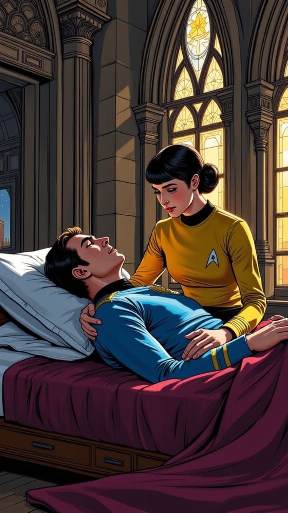 Spock and Janeway Storybook Illustration