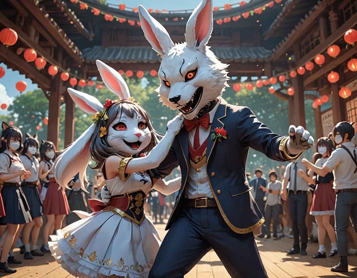 Anime Style Dance with Animal Festival Masks