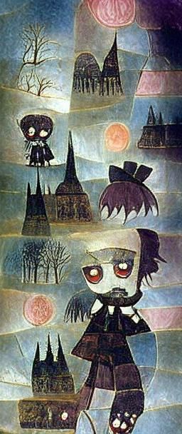Chibi Magical Girl in Victorian Goth Style