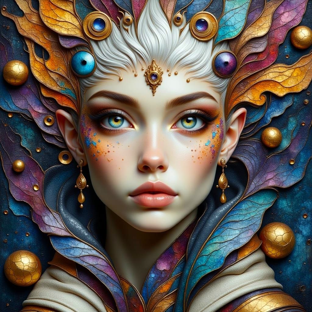 Elegant Fantasy Queen with Intricate Headdress