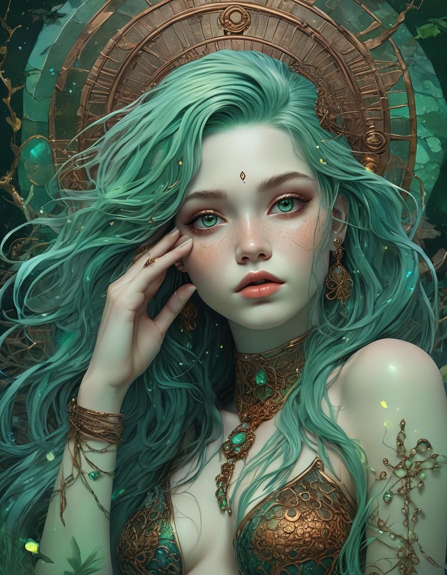 Neon Mermaid in Murmansk Glass Style