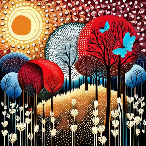 Beautiful Garden in Forest: Mixed Media Digital Art