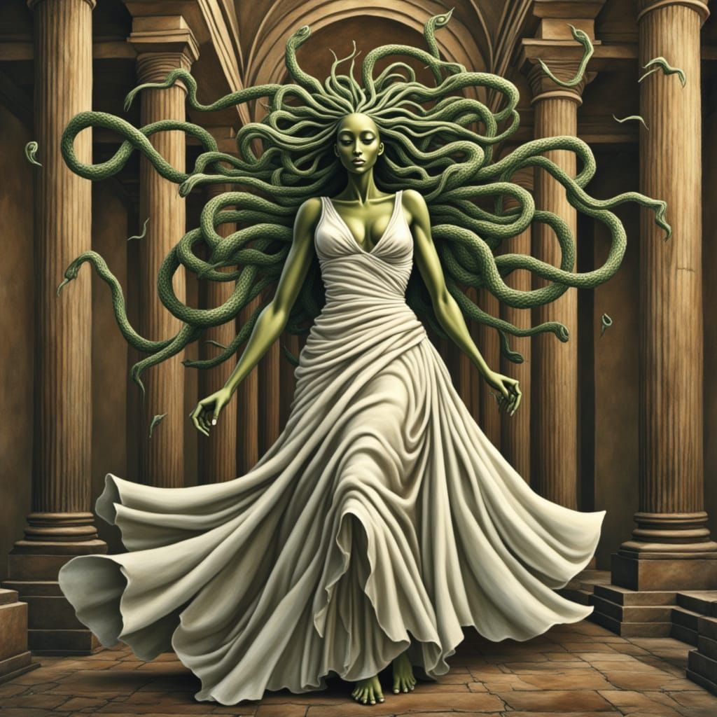 Surreal Goddess of Horror Emerges from Ancient Roman Ruins