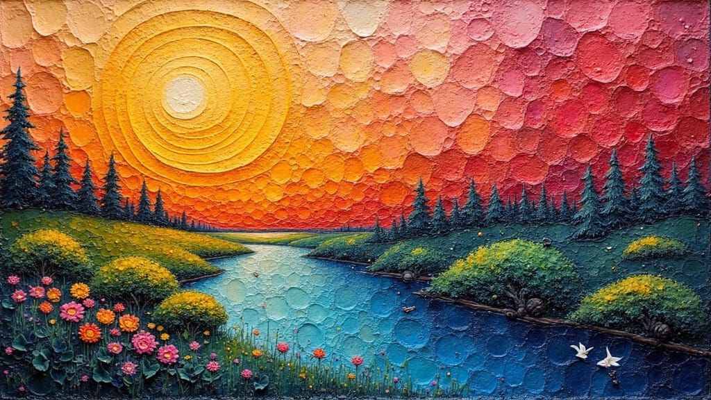 Vibrant Geometric Sculpture of Eros in Textured Oil Glaze