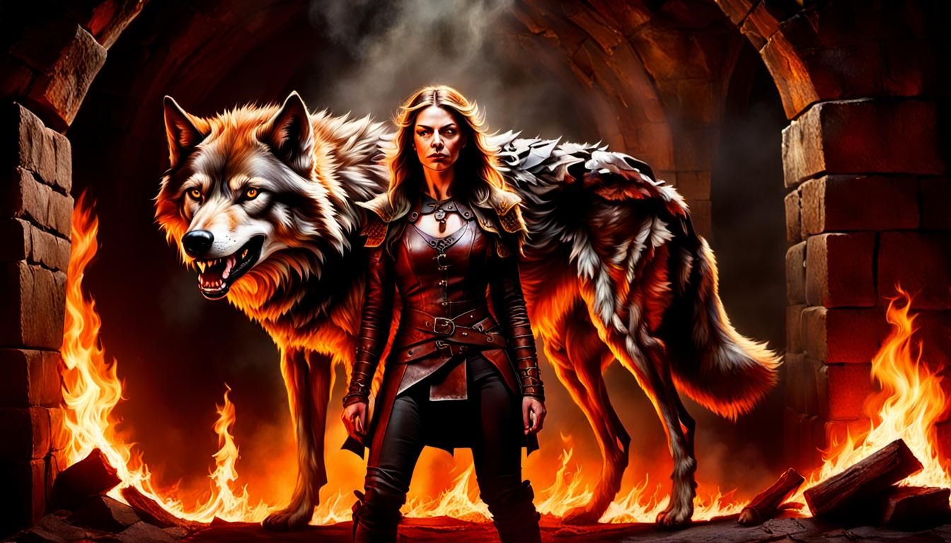Medieval Mistress of Wolves in Dark Fantasy Art