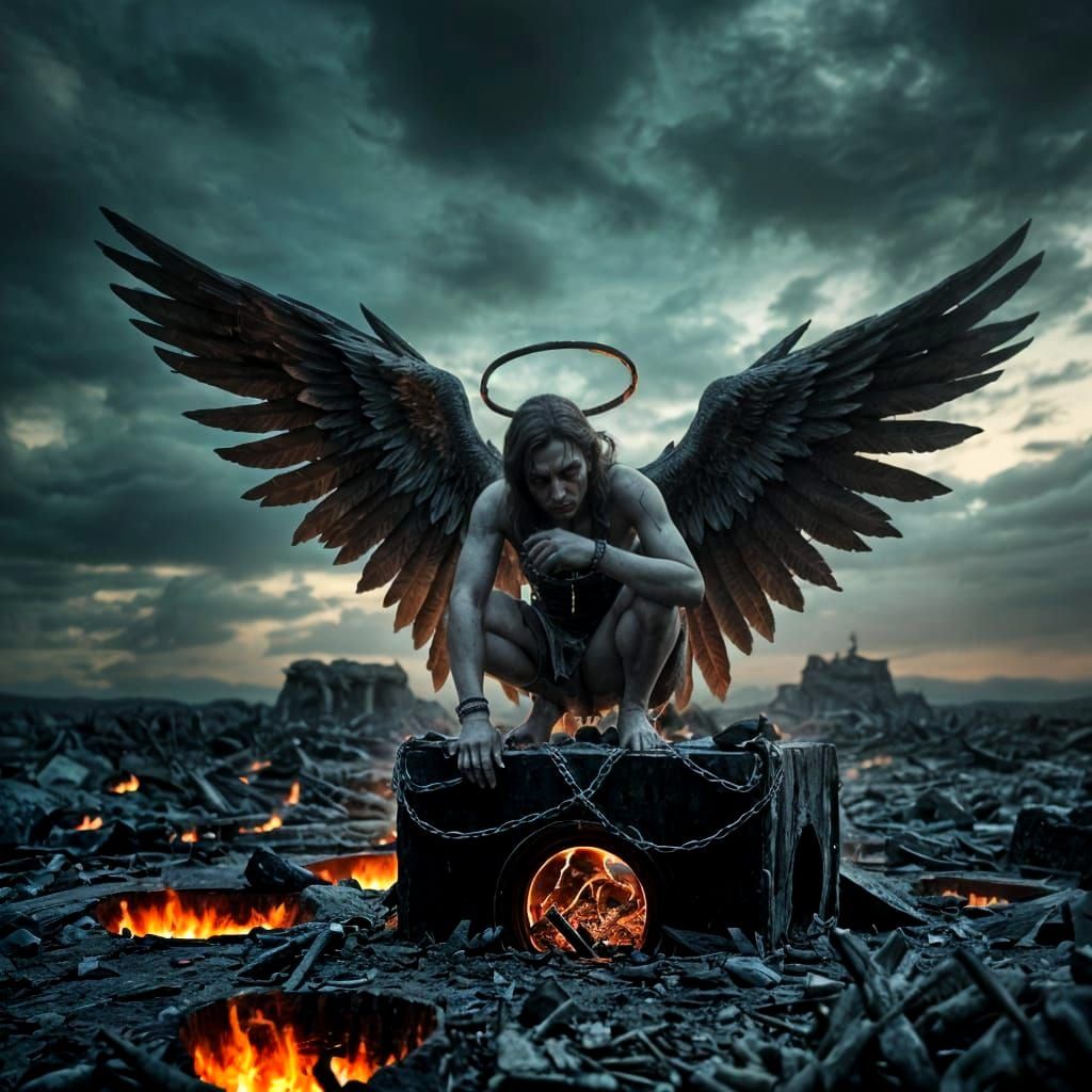 Fallen Angel in Wasteland: Gothic Horror Style