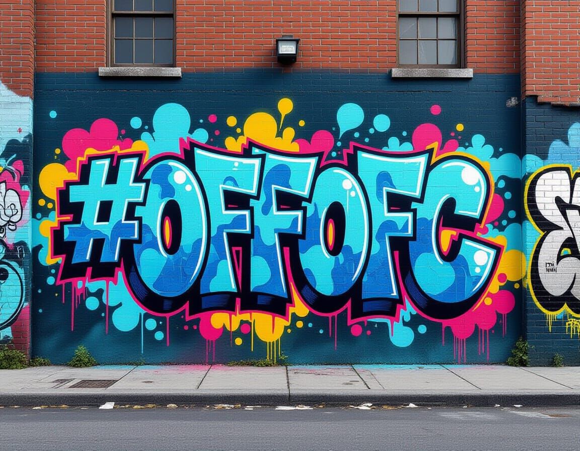 Vibrant Fantasy Graffiti Mural on Brick Wall