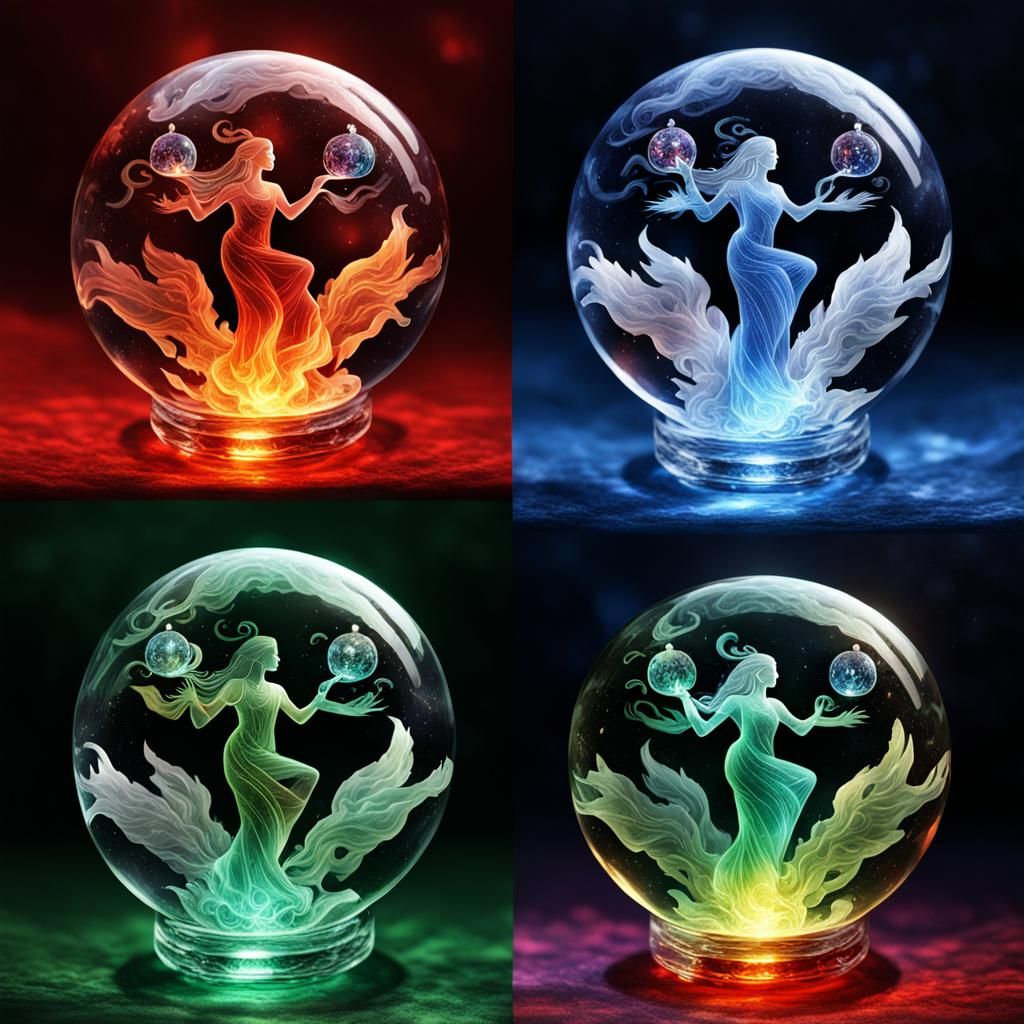 Elemental Goddesses in Crystal Orbs
