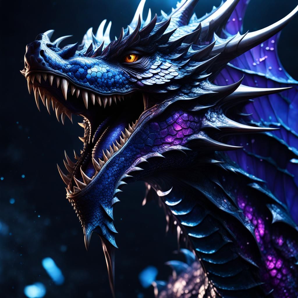 Armored Dragon Running Through the Dark