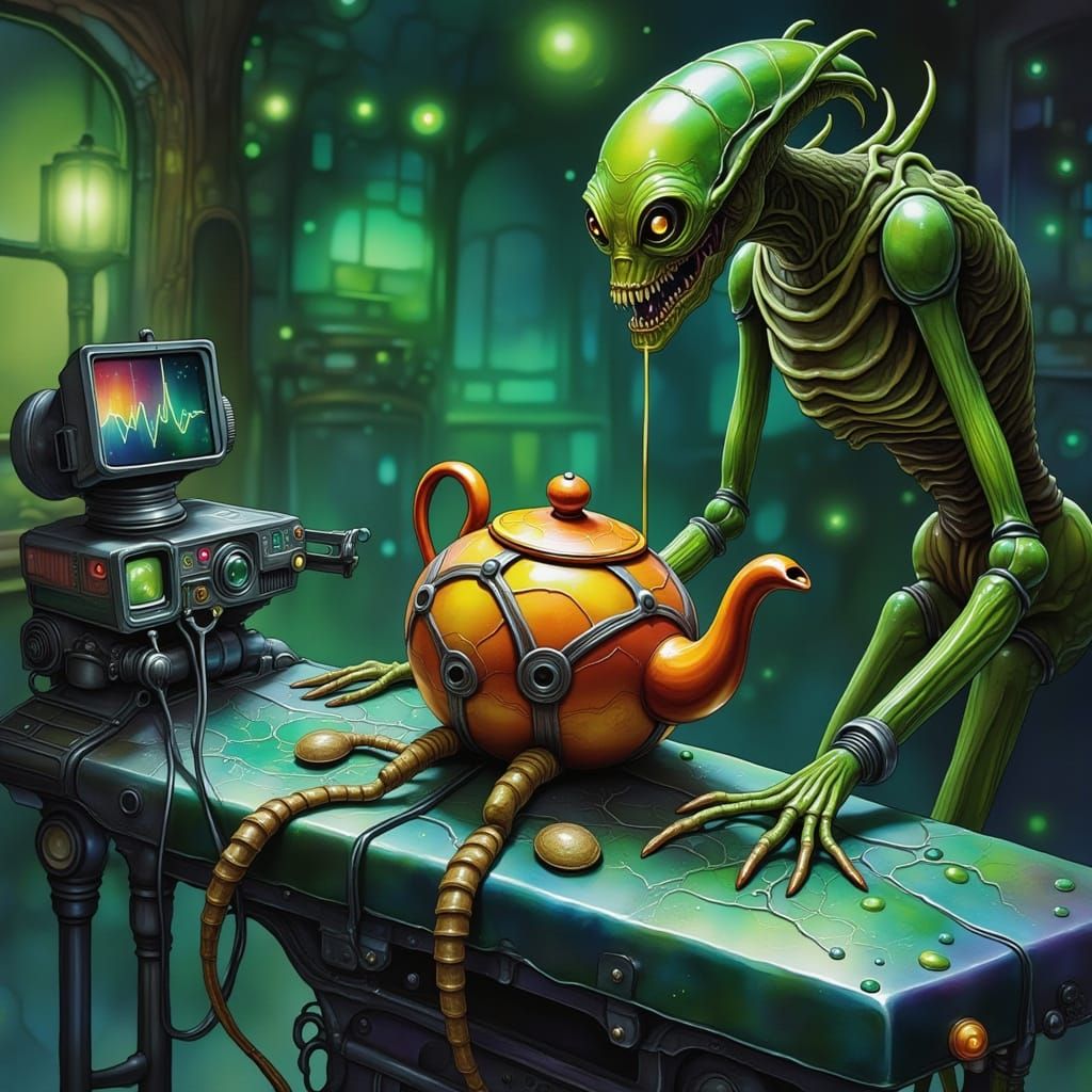 Terrified Teapot in Alien Spaceship