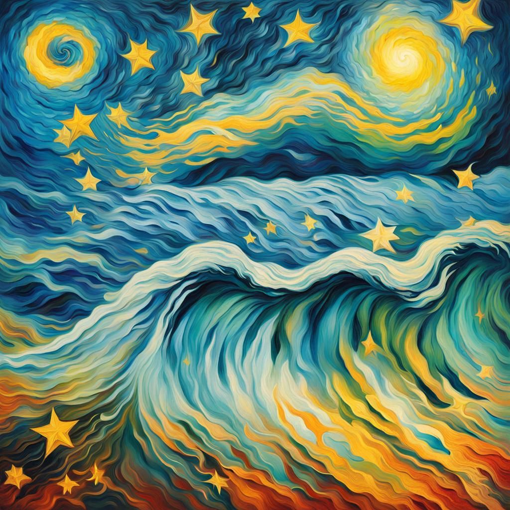 Van Gogh Style Nebula with Flowing Stars