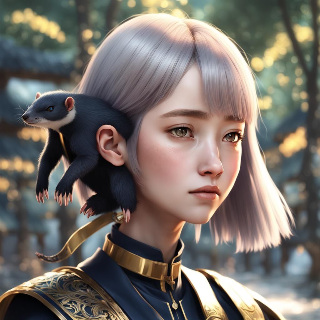 Anteater Hair Woman: Detailed 3D Anime Art