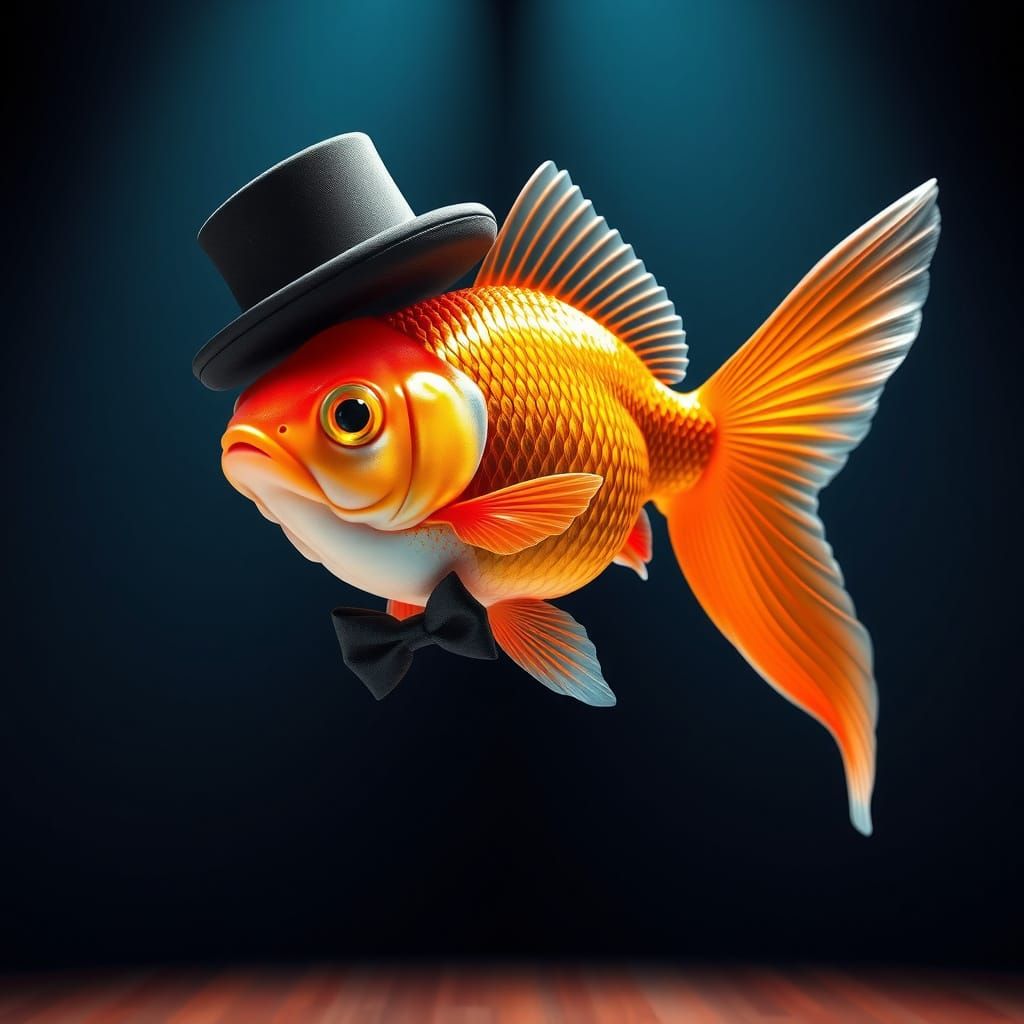 Goldfish Star in Bow Tie and Top Hat